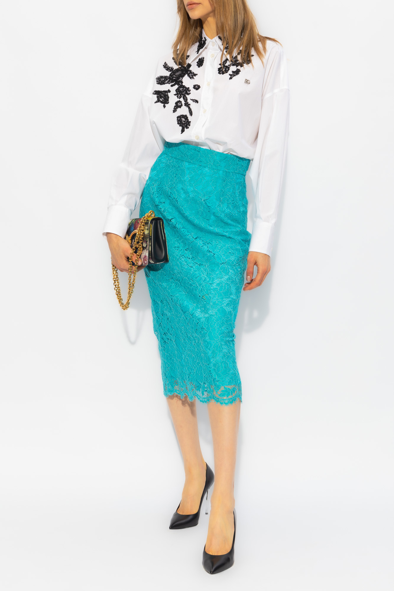 Blue Lace skirt Dolce & Gabbana - SchaferandweinerShops